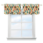 Mid-Century Modern Window Valance — Retro Diamond Ikat, 2 Panels (52"×18")
