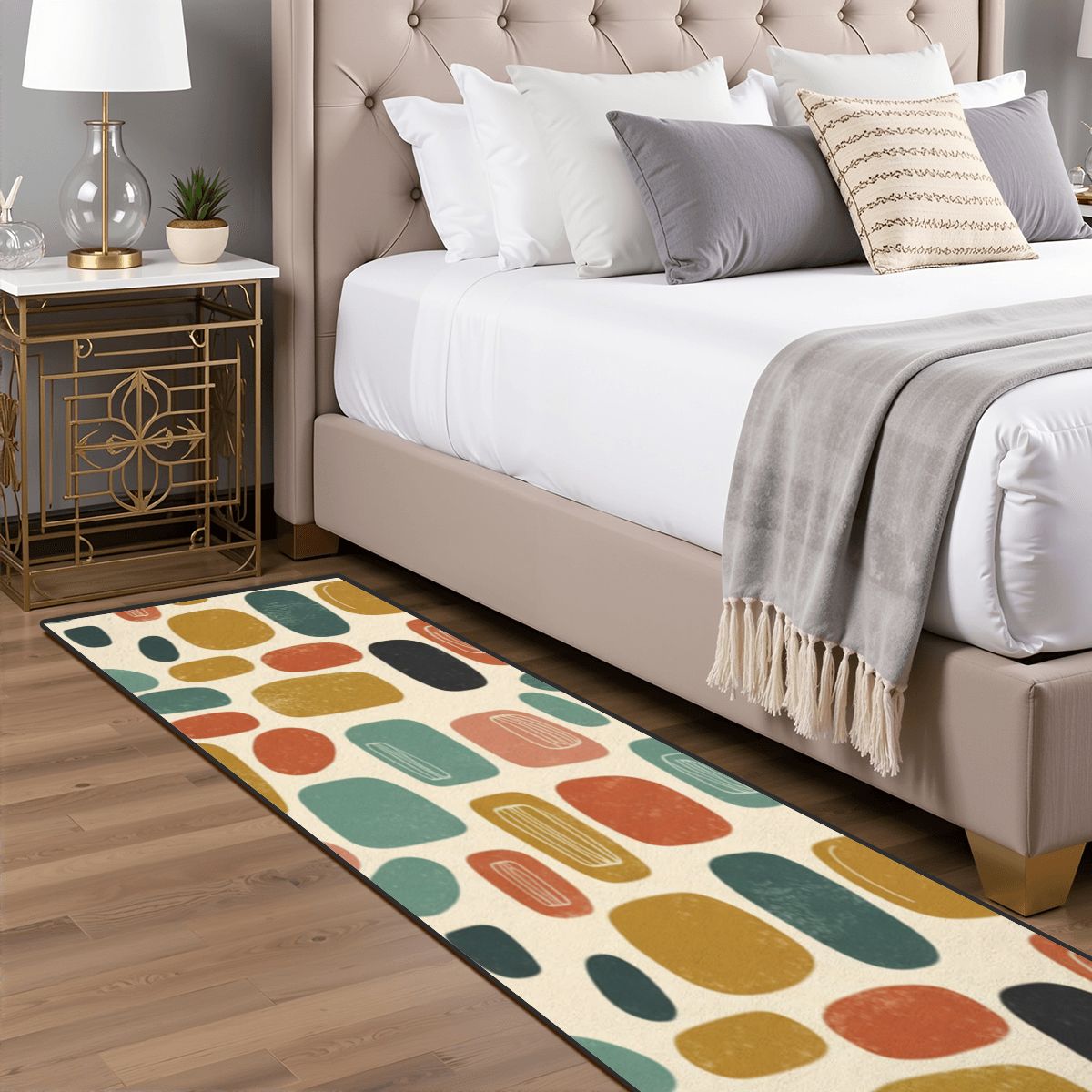 Mid-Century Modern Pebble Colorblock Runner Rug