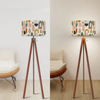 Mid-Century Modern Geo-Organic Print Tripod Floor Lamp