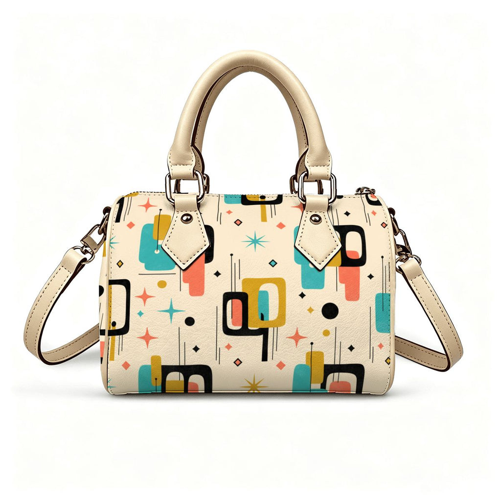 Mid-Century Modern Geometric Barrel Bag