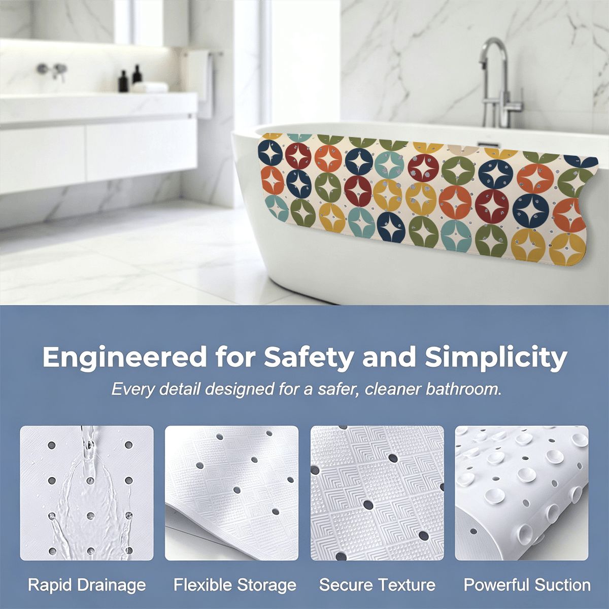 Atomic Starburst Extra-Long Bathtub Mat