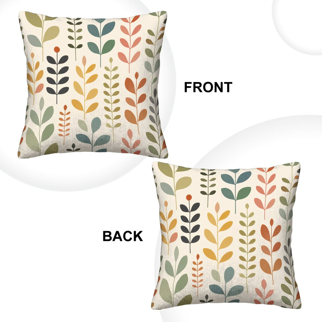 Mid-Century Modern Botanical Leaf Print Corduroy Throw Pillow