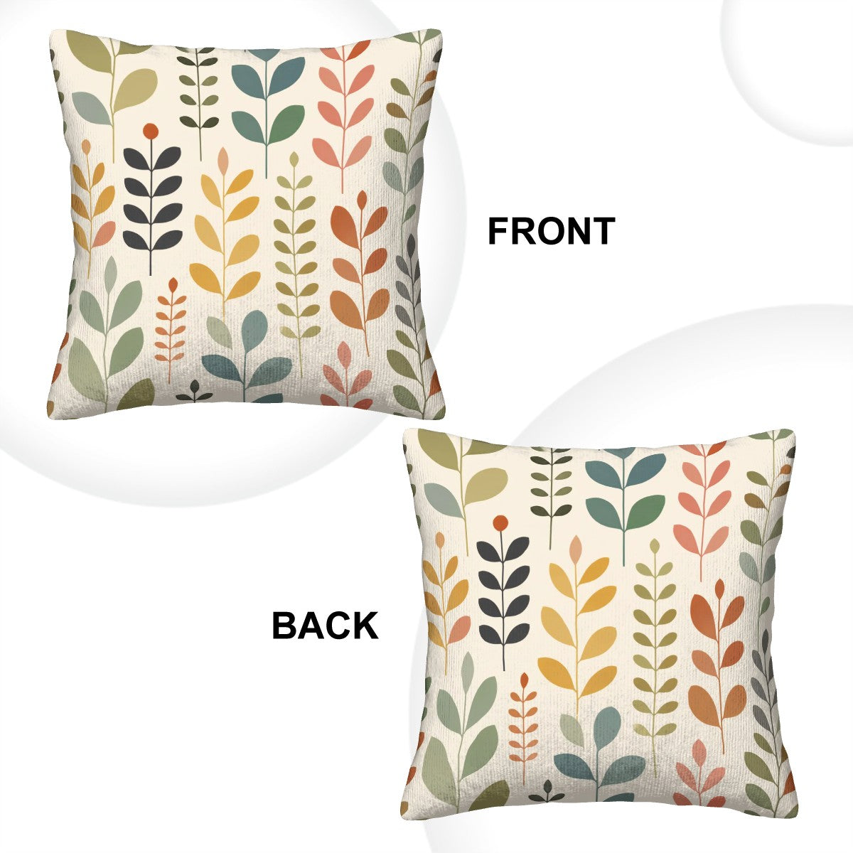 Mid-Century Modern Botanical Leaf Print Corduroy Throw Pillow