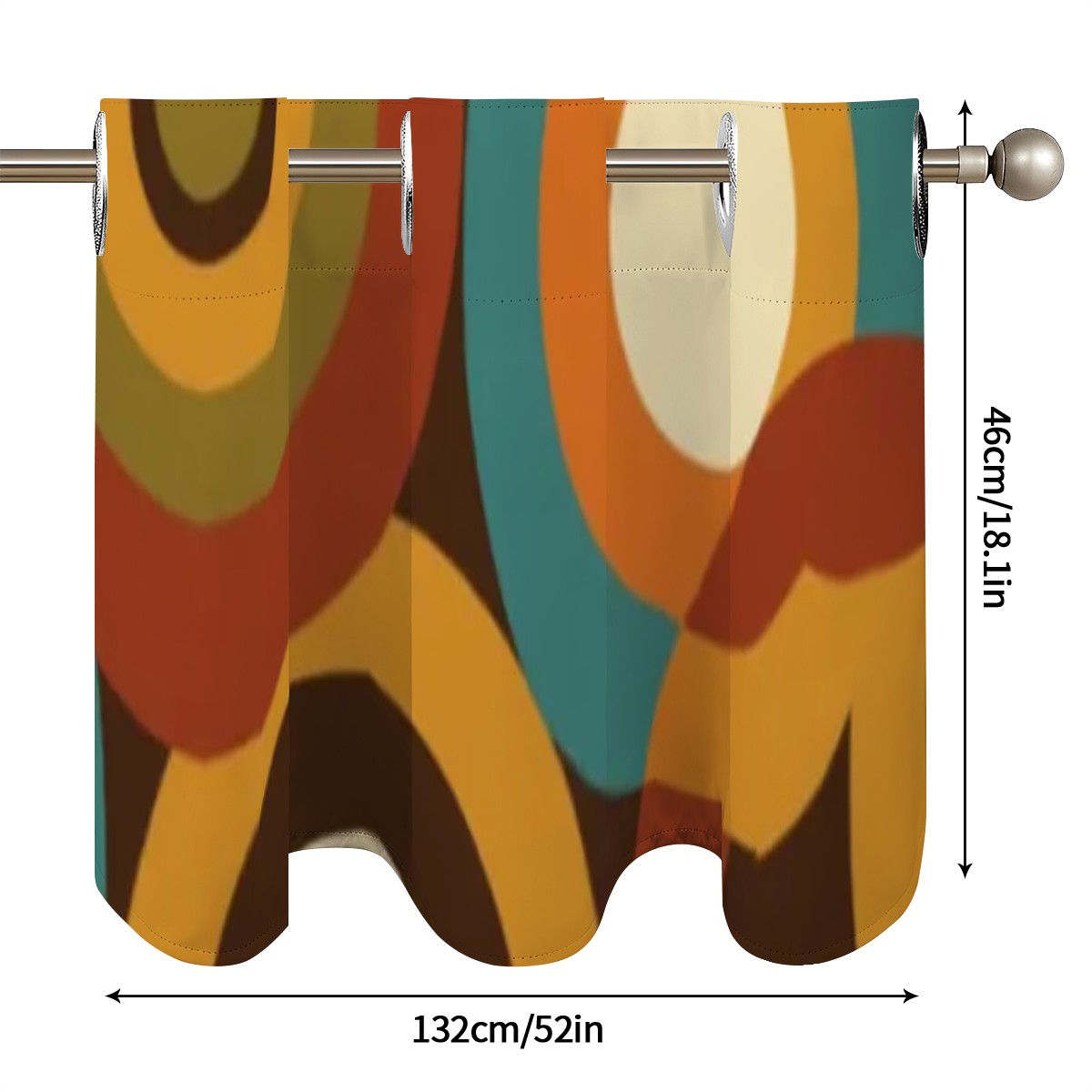 Mid-Century Modern Window Valance — Groovy Waves, 2 Panels (52"×18")
