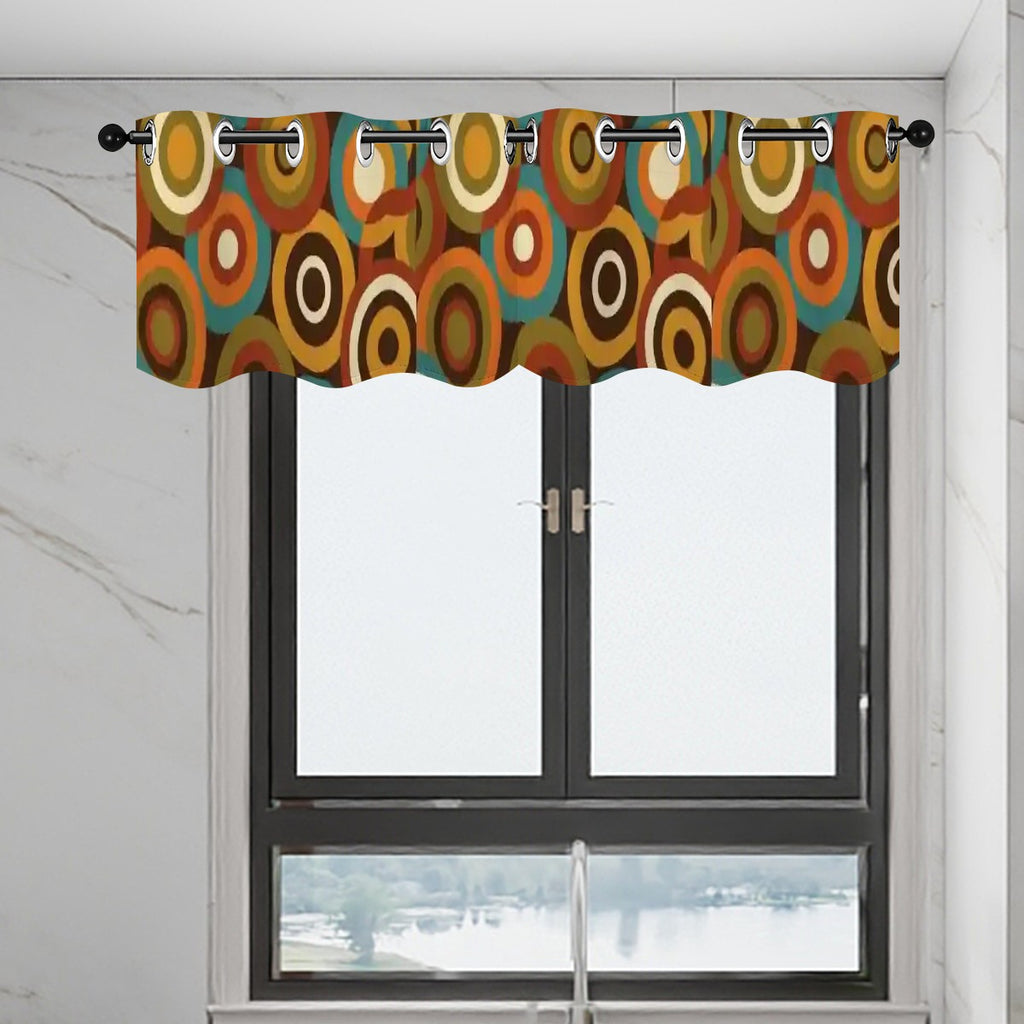 Mid-Century Modern Window Valance — Soda Pop Circles, 2 Panels (52"×18")