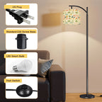 Mid-Century Modern Arch & Bloom Print Arc Floor Lamp