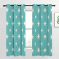 Mid-Century Modern Turquoise Starburst Blackout Curtains, 2-Piece Set