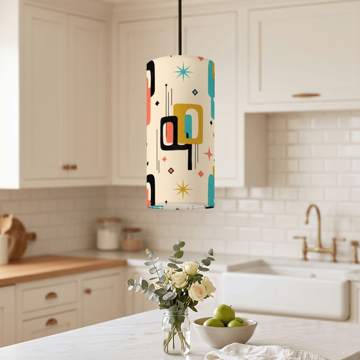 Atomic Age Pendant Light | Mid-Century Modern Cylinder Ceiling Light