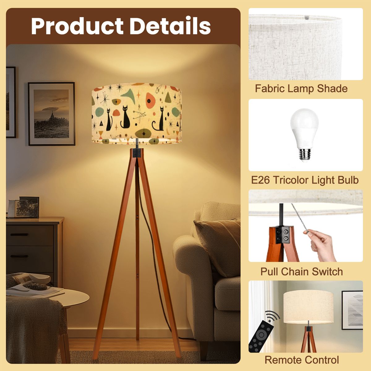 Mid-Century Modern Atomic Cat Tripod Floor Lamp