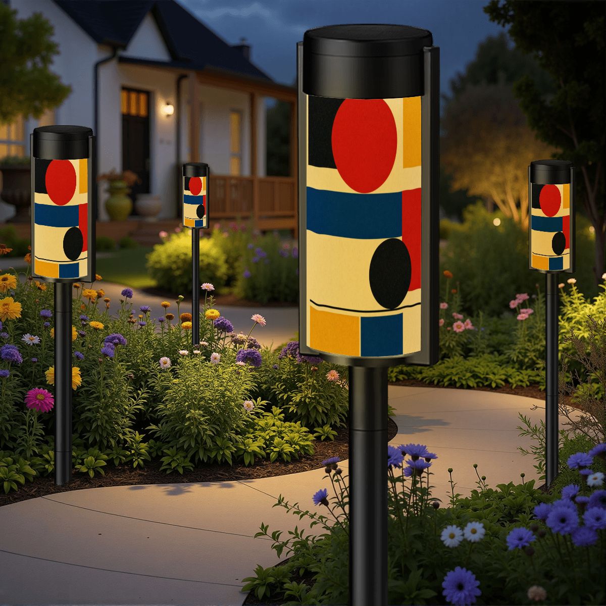 Bauhaus Color-Block Solar Garden Light Set