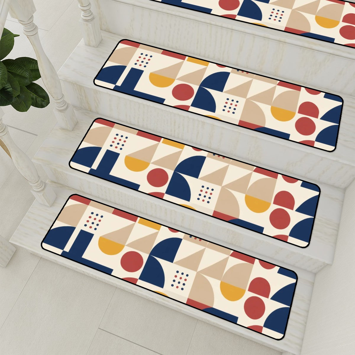 Bauhaus Geometric Non-Slip Stair Tread Set