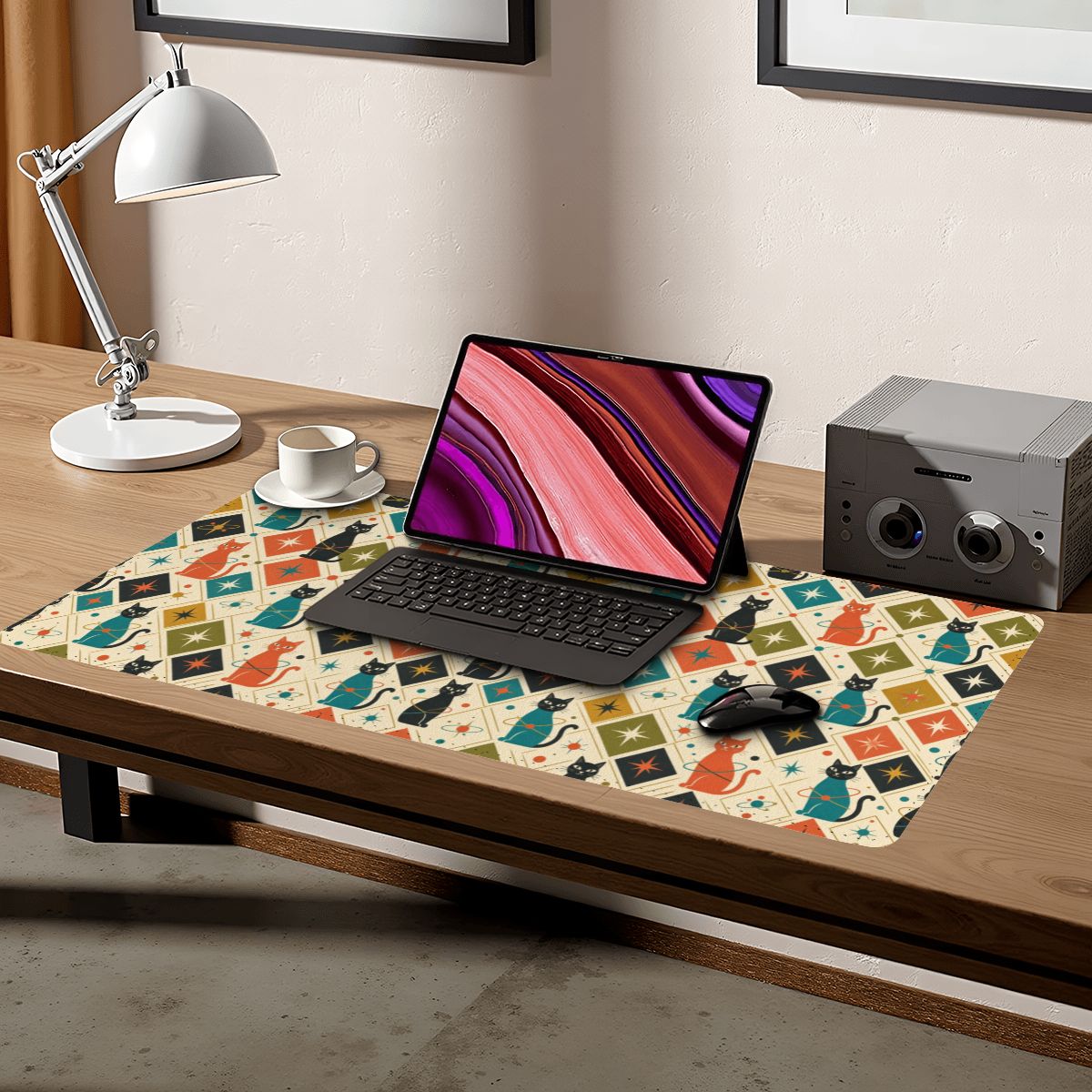 Mid-Century Modern Diamond Tile Extended Mouse Pad