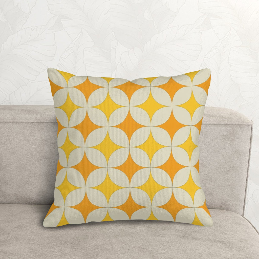 Mid-Century Mustard Geometric Corduroy Throw Pillow