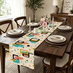 Mid-Century Illustrated Geometric Table Runner