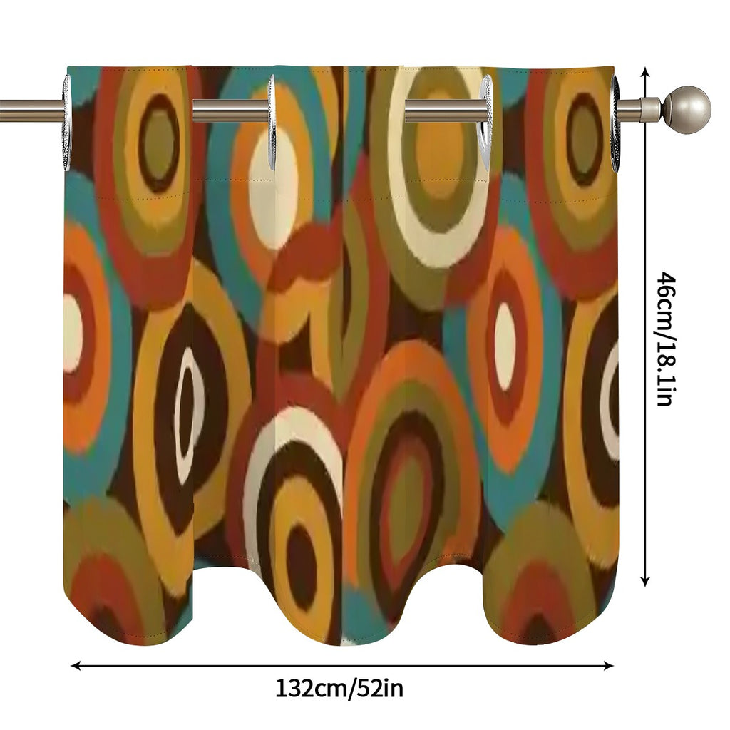 Mid-Century Modern Window Valance — Soda Pop Circles, 2 Panels (52"×18")