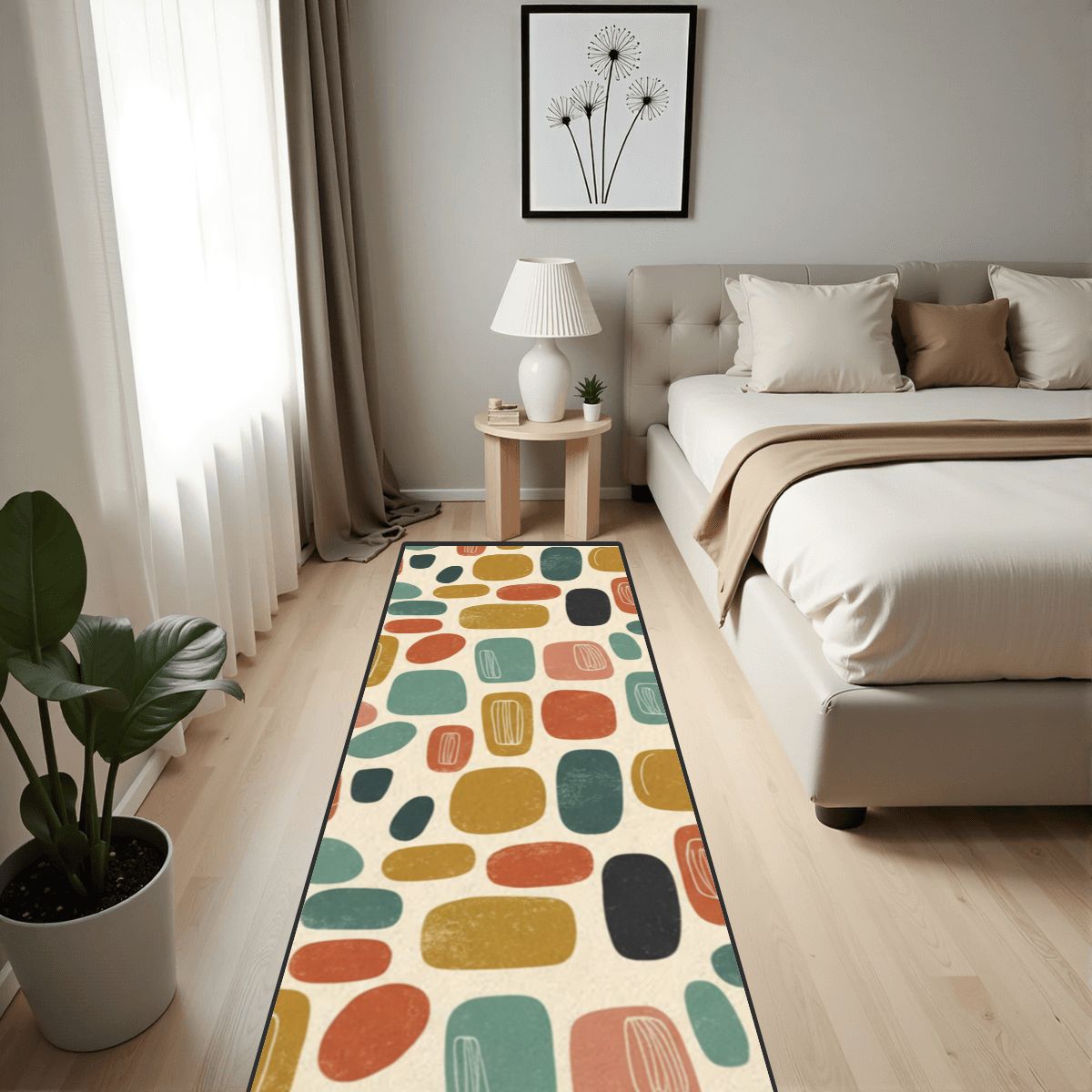 Mid-Century Modern Pebble Colorblock Runner Rug