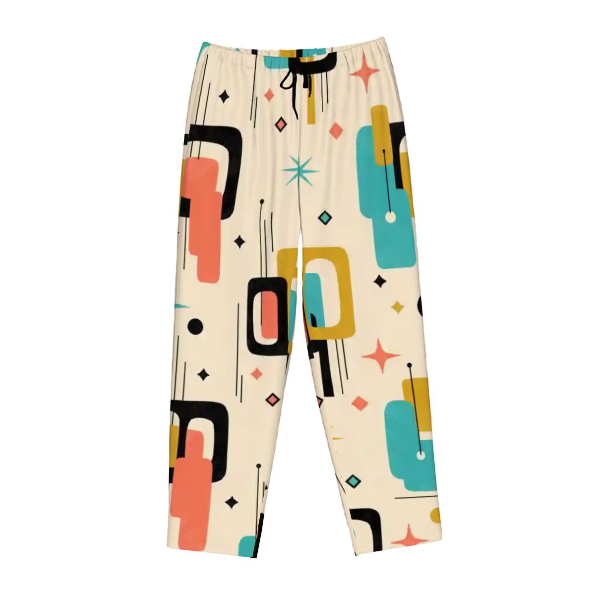 Cream Geometric Mid-Century Modern Pajama Pants