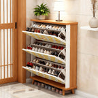 Mid-Century Mustard Geometric Shoe Cabinet