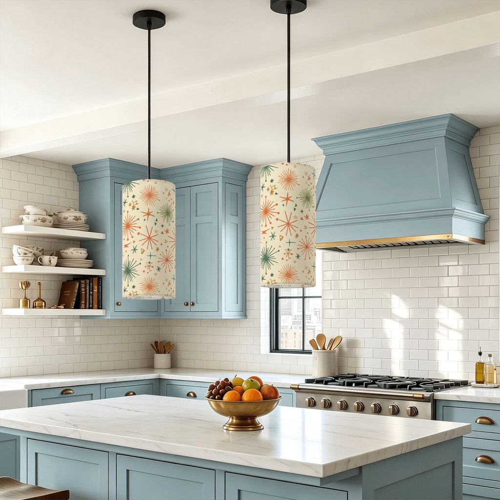 Starburst Pendant Light | Mid-Century Modern Cylinder Ceiling Light