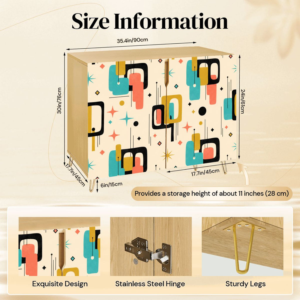 Mid-Century Modern Geometric Storage Cabinet, Made in USA