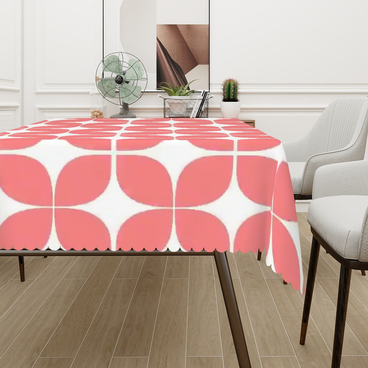 Atomic Coral Pebble Mid-Century Modern Tablecloth