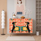 Dachshund & Retro TV Print Mid-Century Modern Media Console