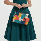 Atomic Cat Colorblock Kiss-Lock Crossbody Bag