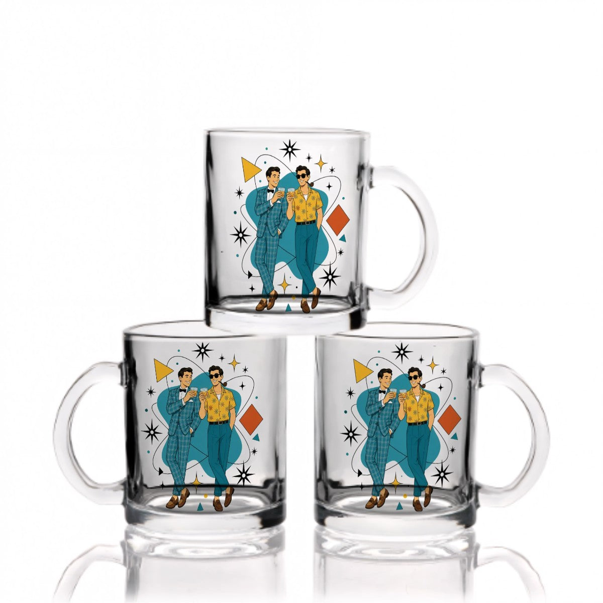 Mid-Century Modern Gay Couple Glass Coffee Mug