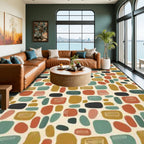 Mid-Century Modern Pebble Area Rug | Non-Slip Plush Floor Carpet