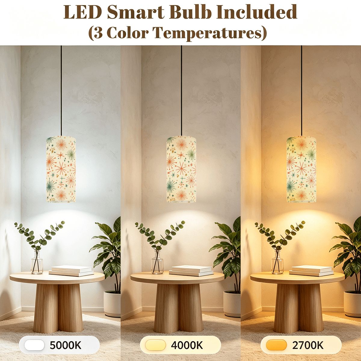 Starburst Pendant Light | Mid-Century Modern Cylinder Ceiling Light