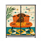 Mid-Century Modern Atomic Dog & Sun 8-Drawer Dresser