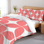 Mid-Century Modern Coral Geometric Duvet Cover Set