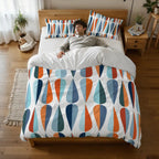 Mid-Century Modern Teardrop Geometric Duvet Cover Set
