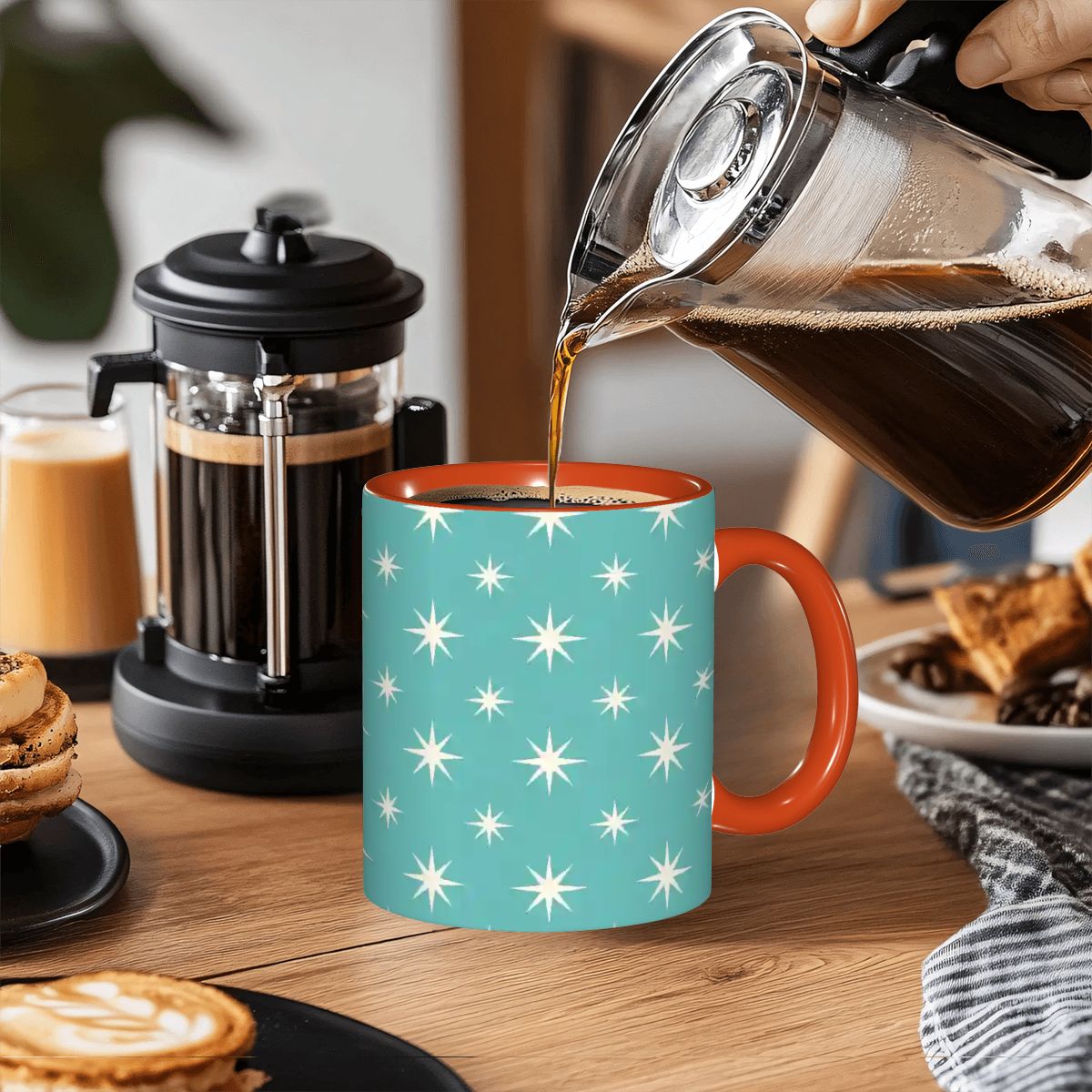 MCM-Era Turquoise Atomic Starburst 11 oz Ceramic Mug