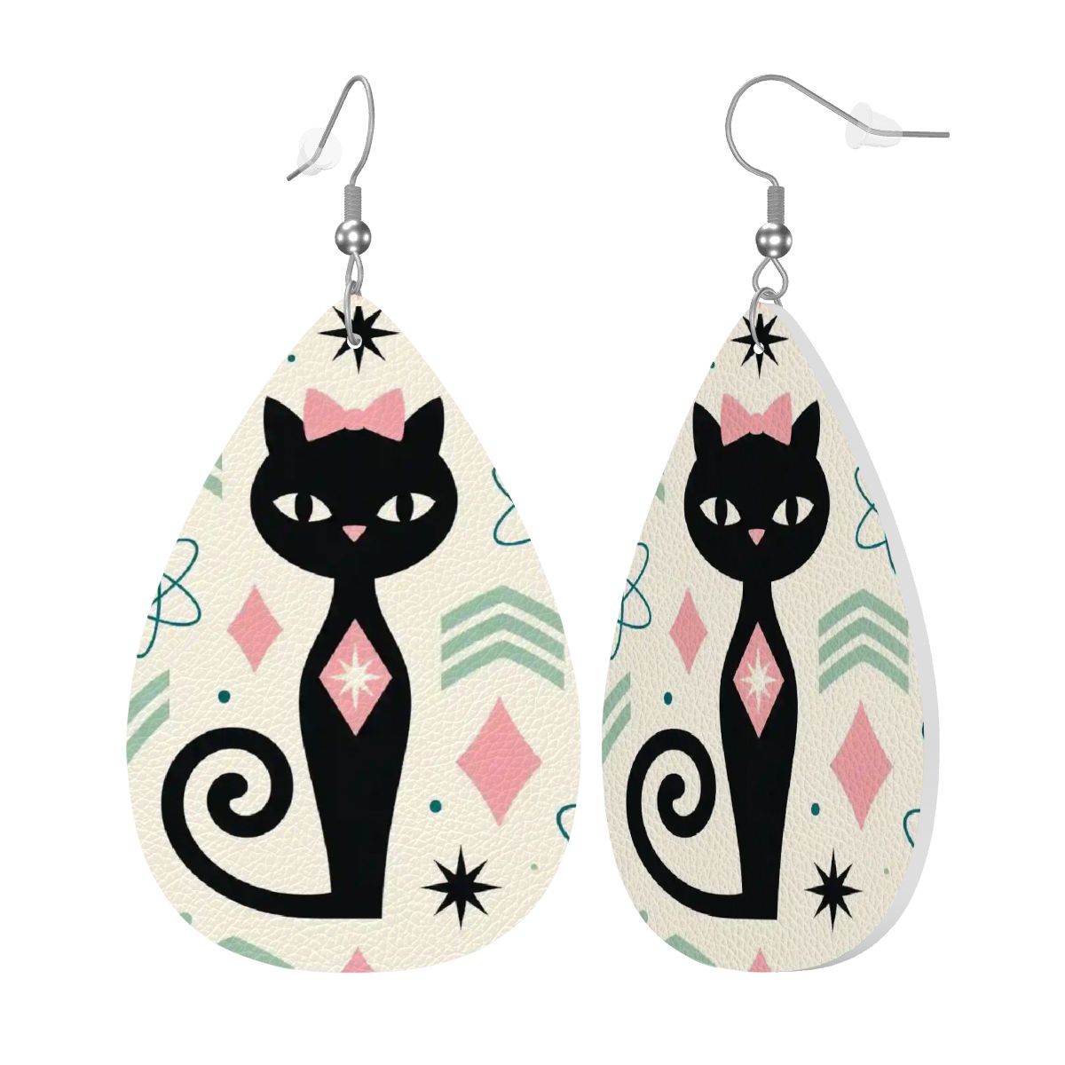 Atomic Cat Teardrop Earrings | Mid-Century Modern Statement Drops