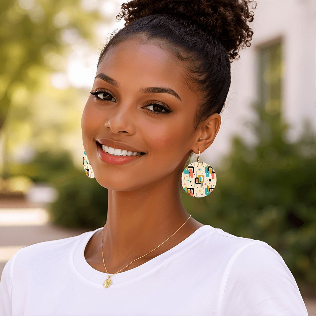 Mod Abstract Round Earrings | Mid-Century Modern Statement Drops