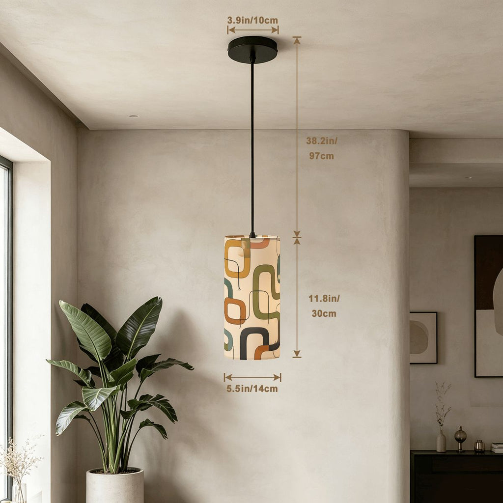 Mid-Century Modern Pendant Light in Gold Links | Cylinder Ceiling Light
