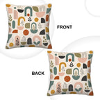 Mid-Century Modern Abstract Arch & Botanical Print Corduroy Throw Pillow