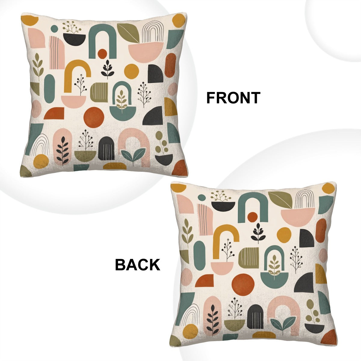 Mid-Century Modern Abstract Arch & Botanical Print Corduroy Throw Pillow