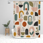 Mid-Century Modern Organic Garden Shower Curtain