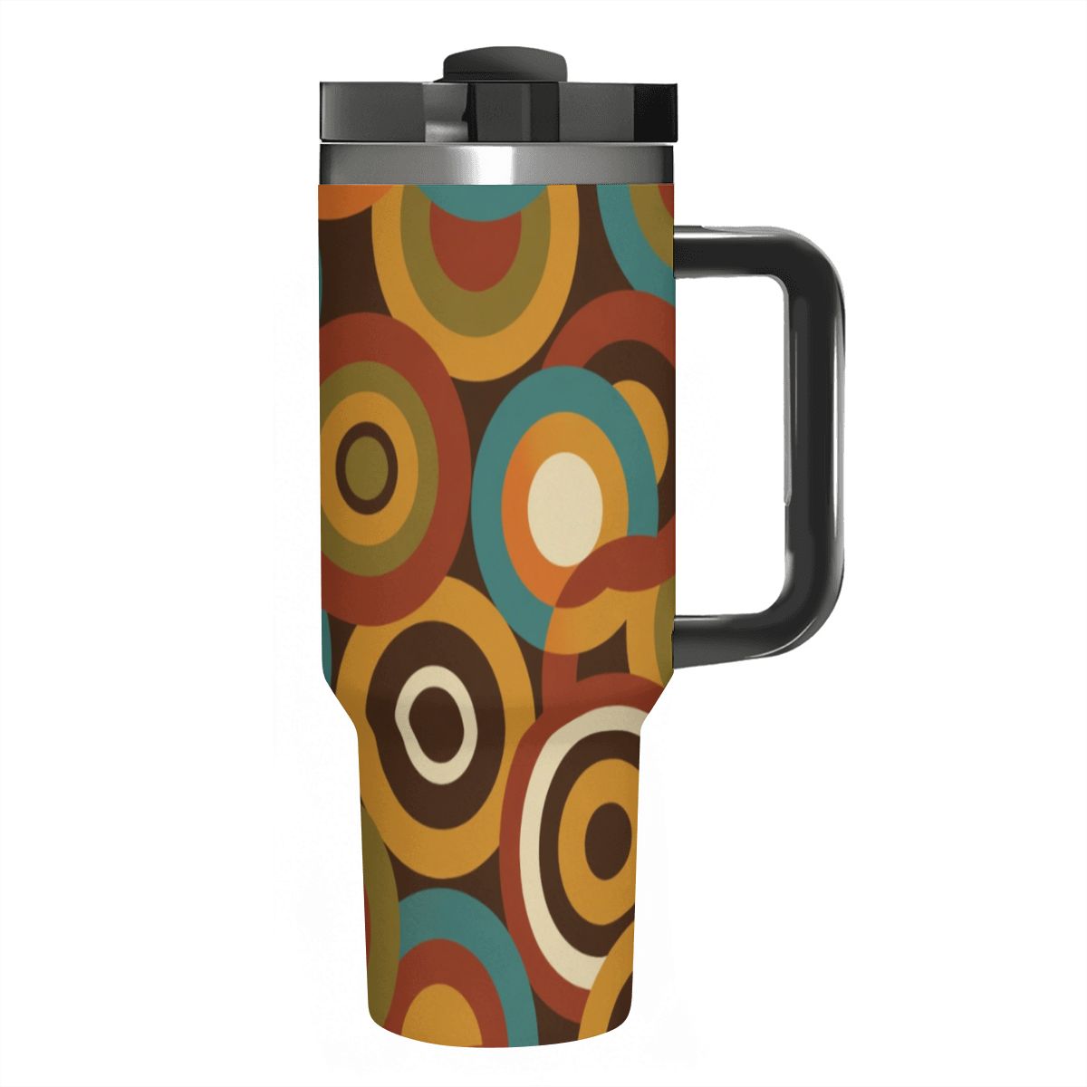MCM-Era Atomic Concentric-Circle Print 40 oz Travel Tumbler