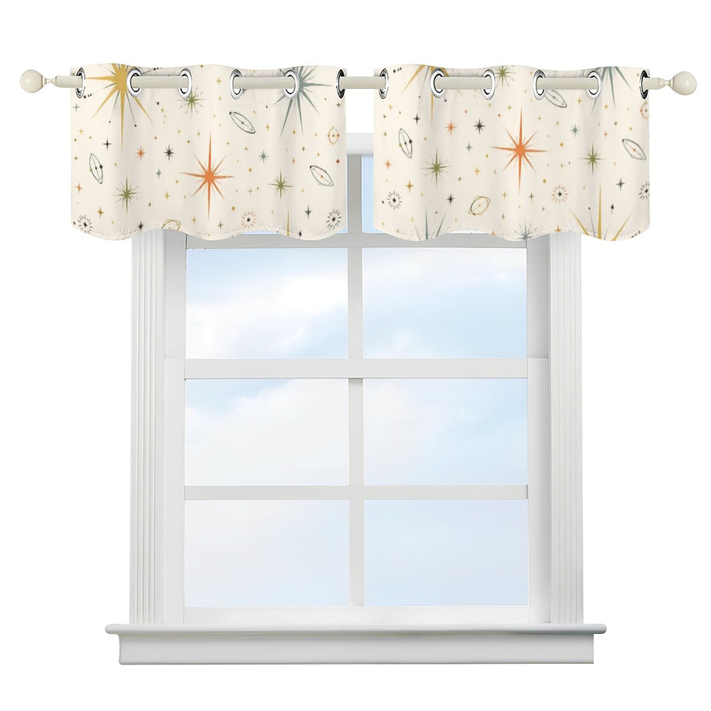 Mid-Century Modern Window Valance — Atomic Starburst, 2 Panels (52"×18")