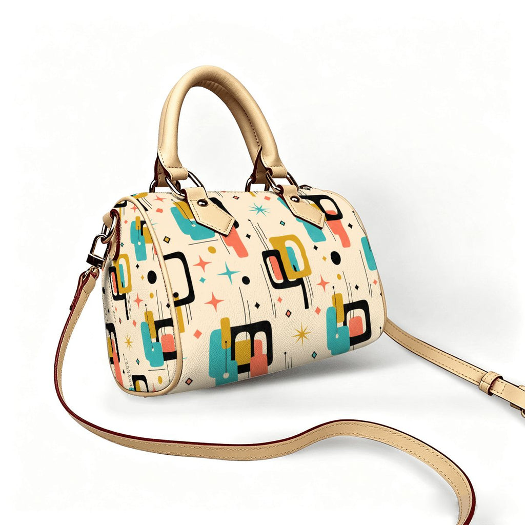 Mid-Century Modern Geometric Barrel Bag