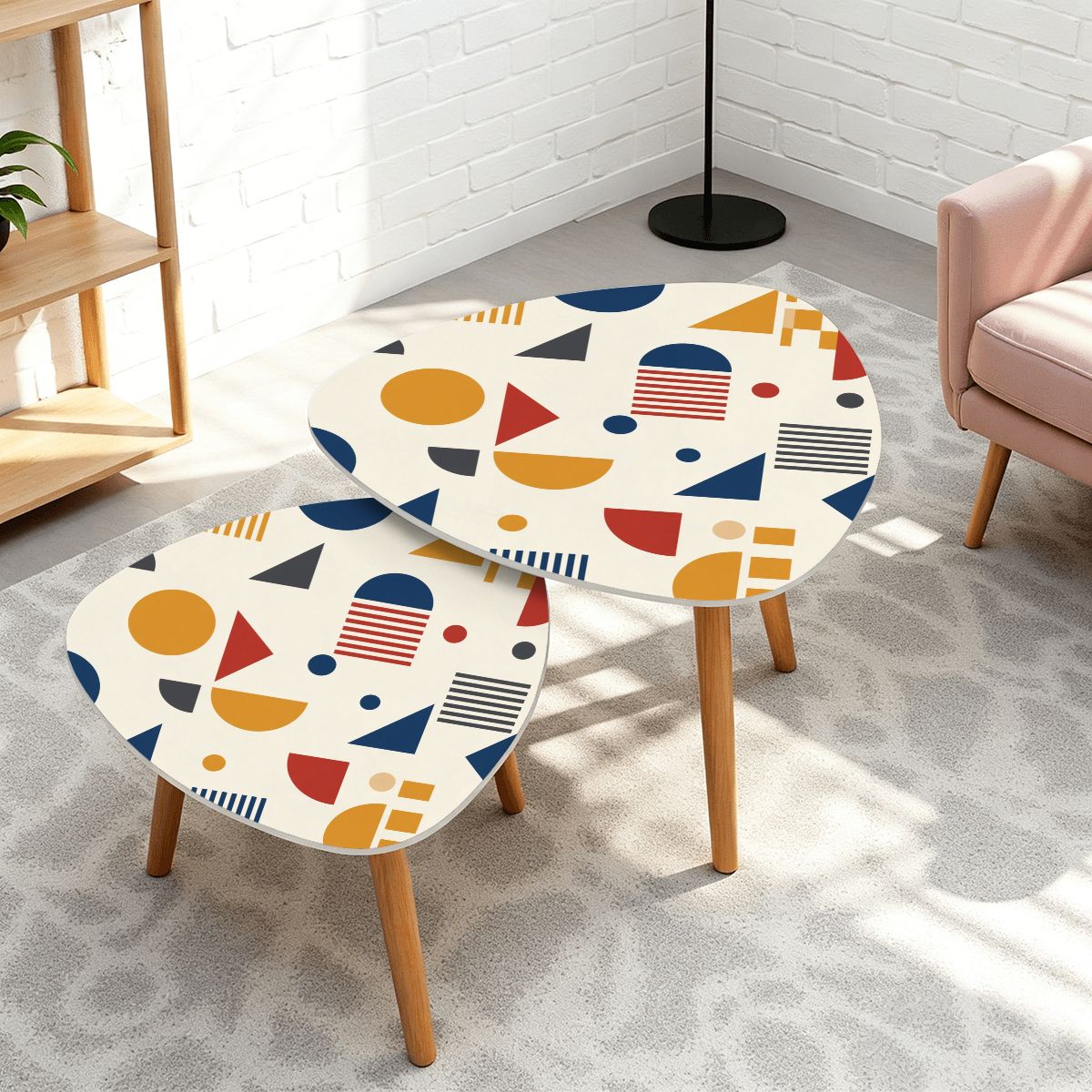 Bauhaus Geometric Nesting Coffee Table Set