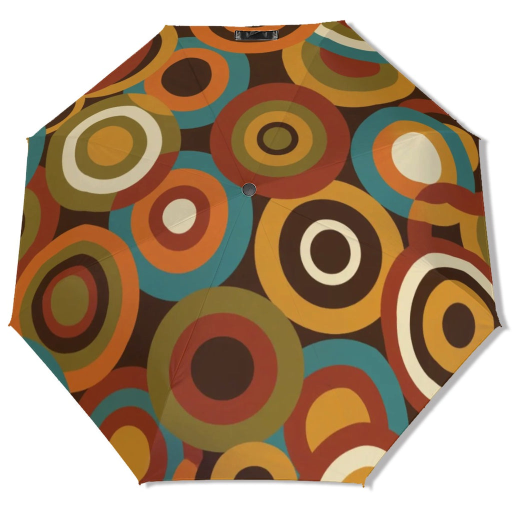 MCM-Era Atomic Concentric-Circle Print UV Umbrella