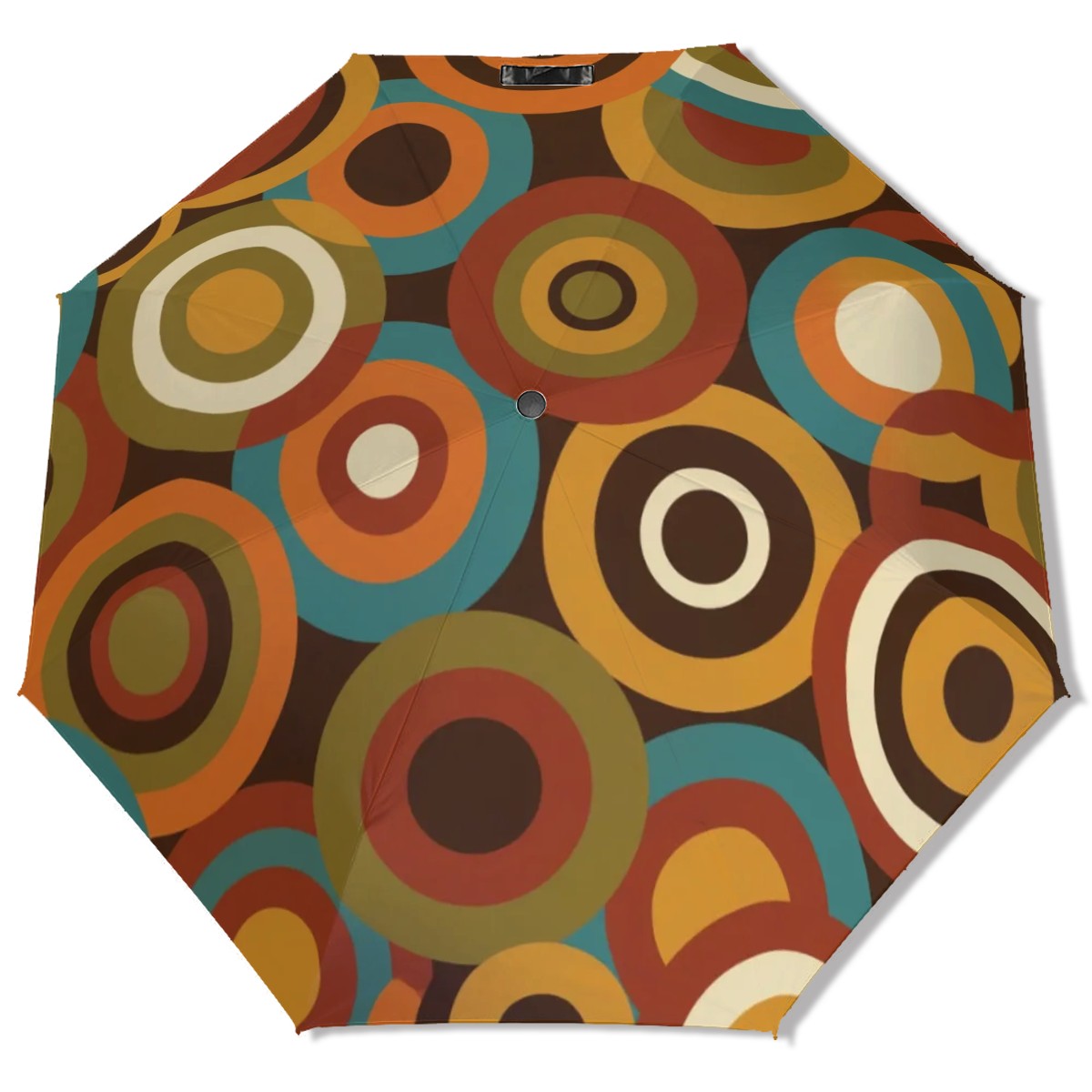 MCM-Era Atomic Concentric-Circle Print UV Umbrella