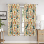 Mid-Century Modern Botanical Blackout Curtains, Set of 2