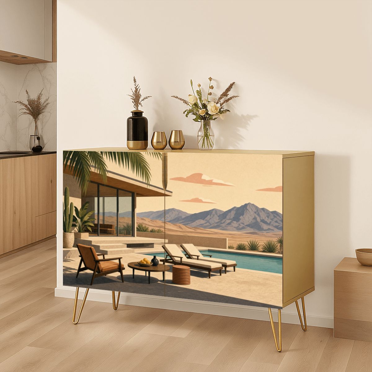 Palm Springs Mid-Century Modern Wooden Storage Cabinet