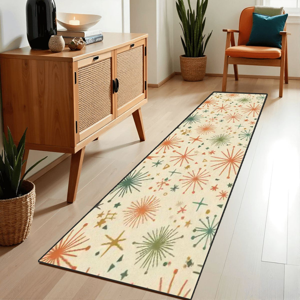 Mid-Century Modern Starburst Botanical Runner Rug