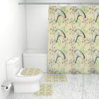 Mid-Century Modern Boomerang Motif Shower Curtain & Bath Set